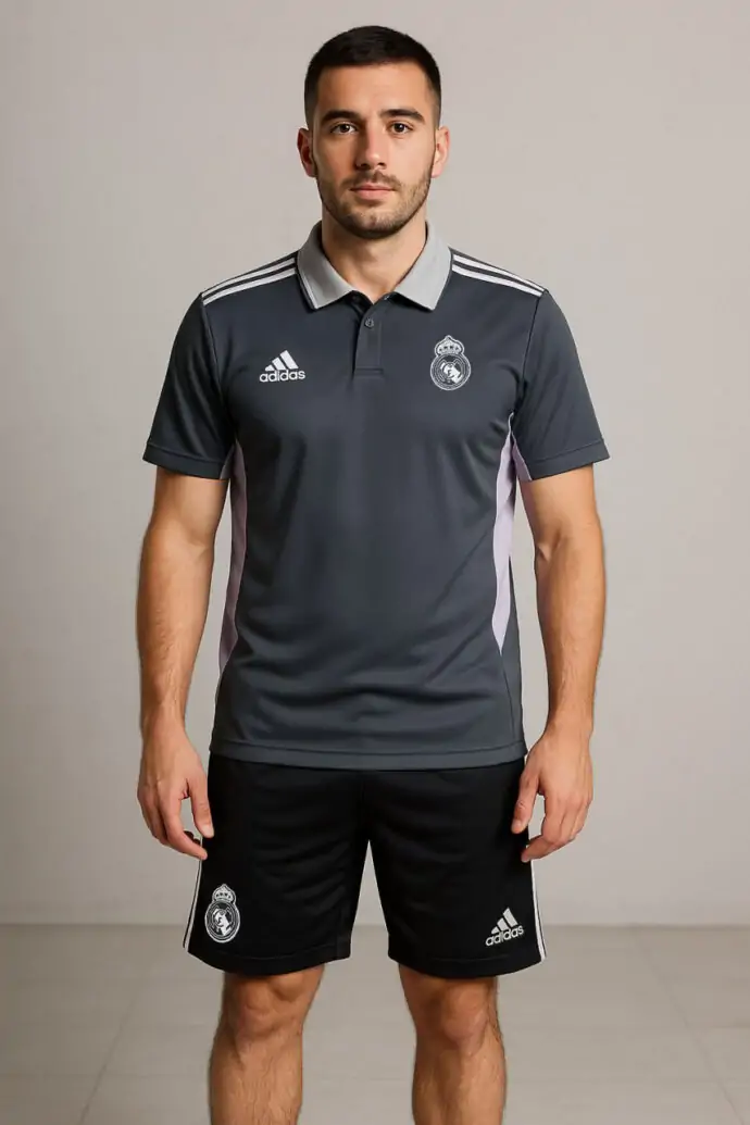 طقم ريال مدريد لون رمادي